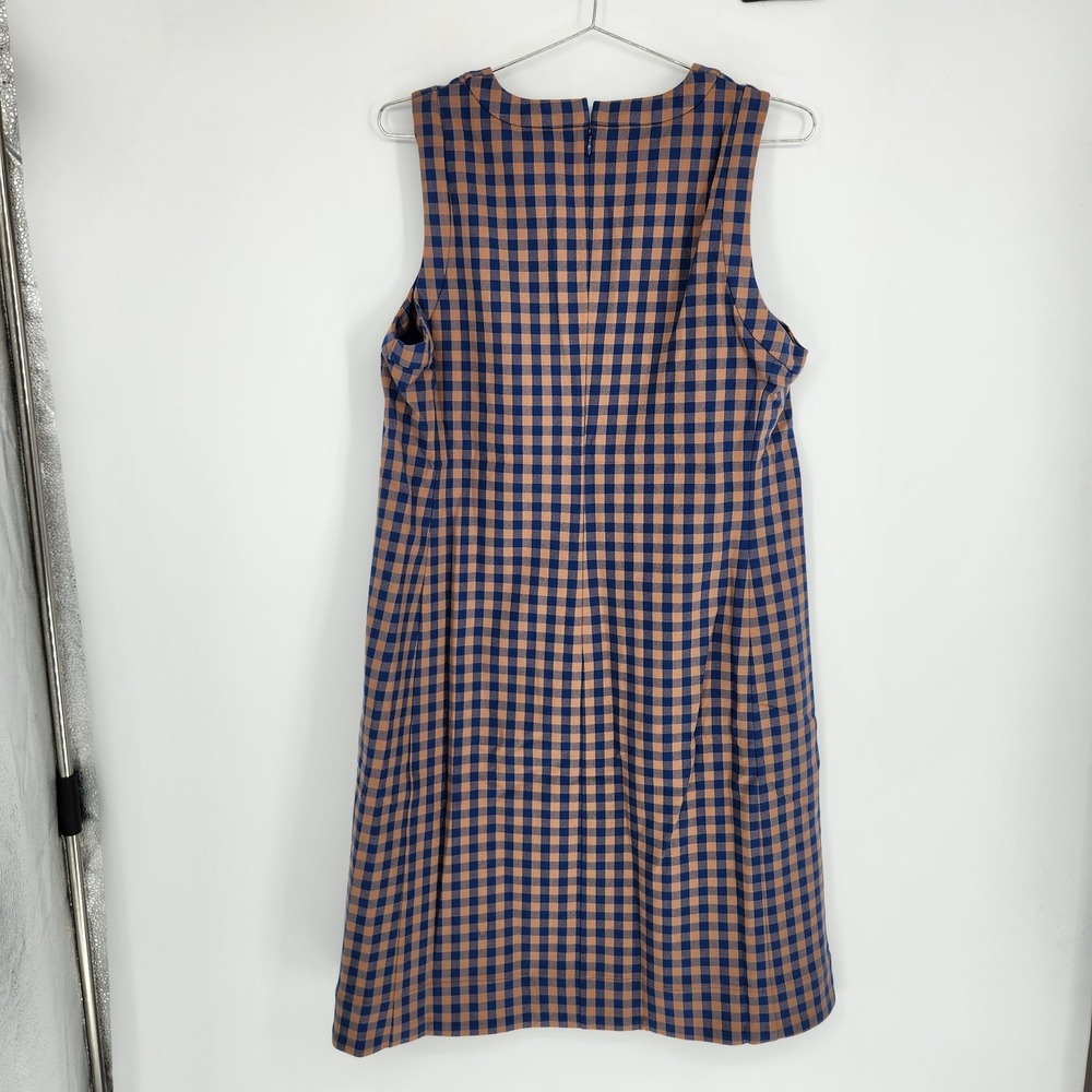 Boden Size 10L Blue Gingham Camel Lou Check Shift Dress NWT - Picture 3 of 9